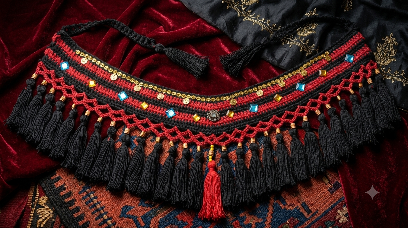 سینه بند کاموا منگوله ابریشم